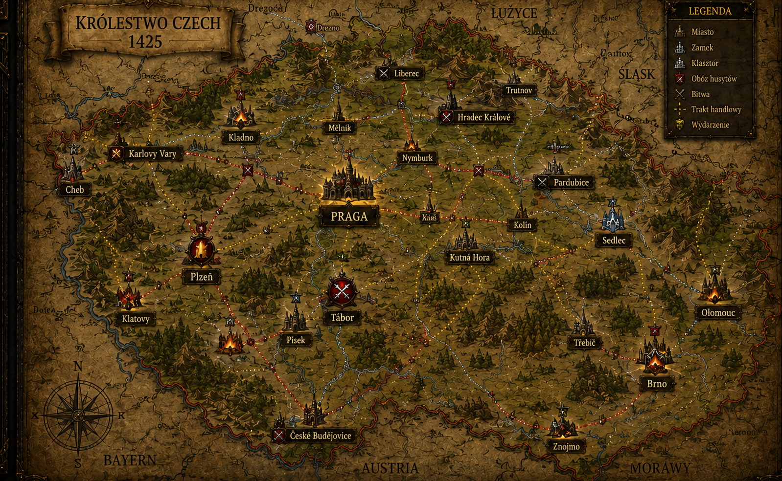 Średniowieczna mapa Czech 1425